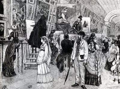 Copyists na Grande Galerie do Louvre, c.1880 de French School