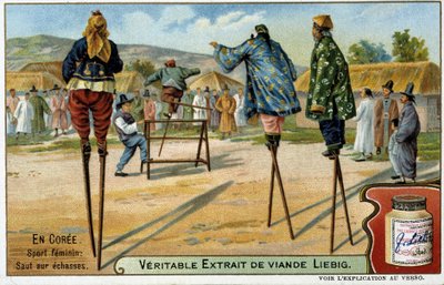 Coree: esporte feminino de salto em andas - chromo Liébig, v.1900 de French School