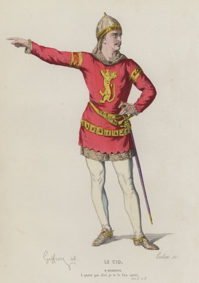 Corneille, Le Cid, Act II, Sc II (gravura a cores) de French School