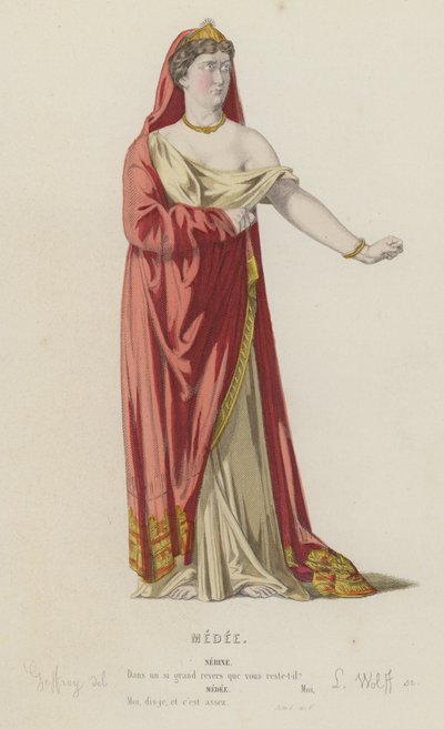 Corneille, Medee, Acto I, Sc V (gravura a cores) de French School