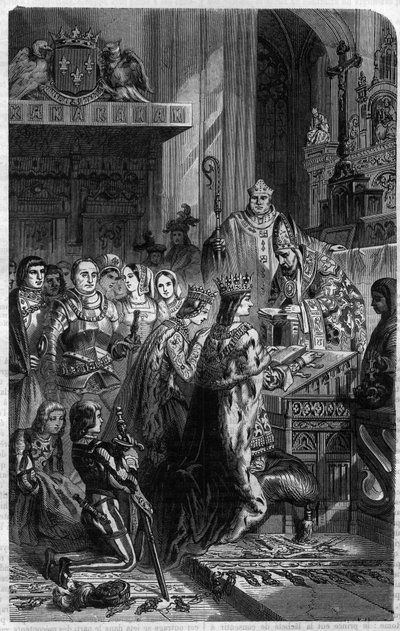 Coroação do Imperador Otton I (912-973) pelo Papa João XII em 962 Gravação no "Histoire des Papes-King-Queen-and-Empereurs a travessa les centuries" por Maurice Lachatre de French School
