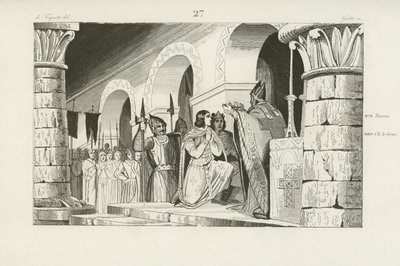Coroação de Luís III e Carlomano como reis de Francia Oeste, 879 de French School