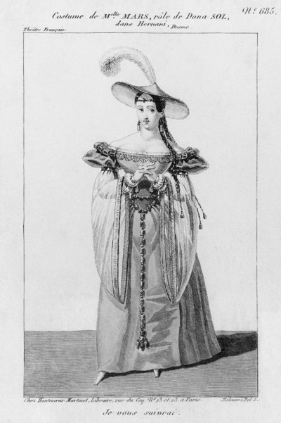 Figurino para Mademoiselle Mars no papel de Dona Sol, em &39;Hernani&39; de Victor Hugo de French School