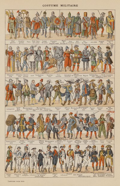 Traje militar (litografia a cores) de French School