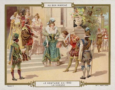 Traje em 1500 - caça (chromolitho) de French School