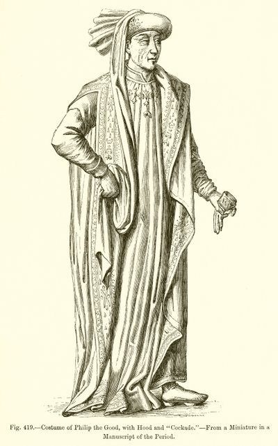 Traje de Filipe o Bom, com Capuz e Cocar. de French School