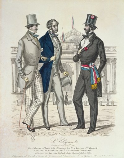Traje do Député, com a antiga Assembléia Nacional ao fundo, 1848 de French School