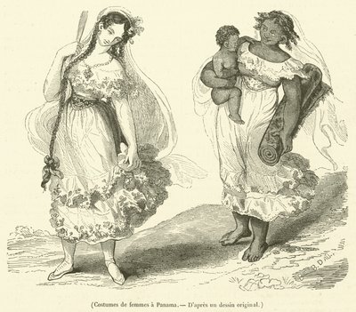 Trajes femininos no Panamá (gravura) de French School