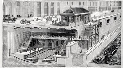Secção da estação Saint Michel em Paris em "La nature" 1899 de French School