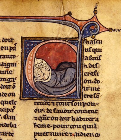 Casal abraçando na cama (vellum) de French School
