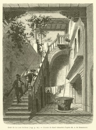 Pátio da Casa Goldoni (gravura) de French School