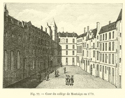Corte do Colégio Montaigu em 1779 de French School