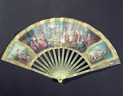 Court Fan, francês, século XVIII (marfim e wc no papel) de French School