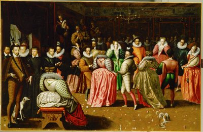 Baile da corte no Palais du Louvre por ocasião do casamento de Anne, Duc de Joyeuse ... de French School