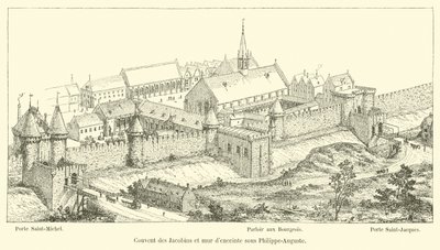 Convento dos jacobinos e muro denceinte sob Philippe-Auguste de French School