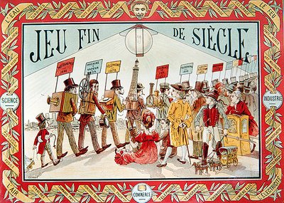Capa para um jogo de tabuleiro infantil "Fim do Século", c.1895 (cor litho) de French School