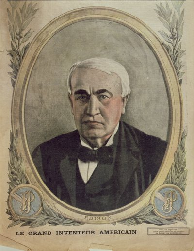 Ilustração da capa do Le Petit Journal representando Thomas Alva Edison, 1917 de French School