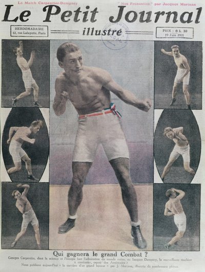 Capa do Le Petit Journal apresentando a luta entre Carpentier e Dempsey, 1921 de French School