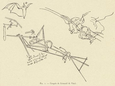 Esboço de Leonardo da Vinci de French School