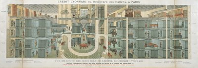 Seção transversal do porão do Credit Lyonnais, 19 Boulevard des Italiens, c.1878-82 de French School