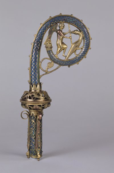Crozier representando São Miguel Derrotando o Dragão (ouro e esmalte) de French School