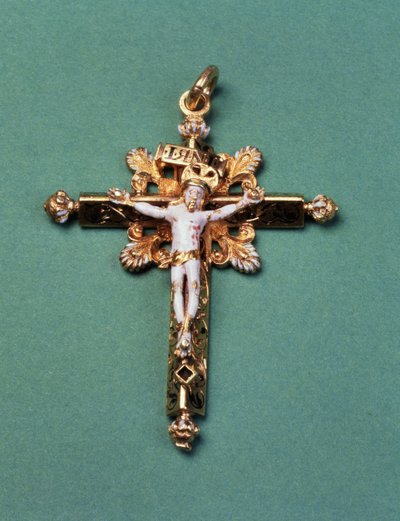 Crucifixo dado por Mary Queen of Scots ao último abade de Westminster, John Feckenham (ouro e esmalte) de French School