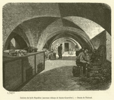 Cozinhas da Lycee Napoleon, antiga Abadia de Sainte-Genevieve (gravura) de French School