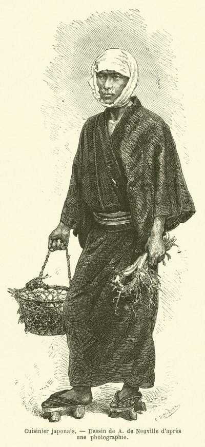 Cozinheiro japonês (gravura) de French School