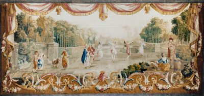 Dance in a Park, Oficina de Tapeçaria de Aubusson, c.1782 (lã e seda) de French School
