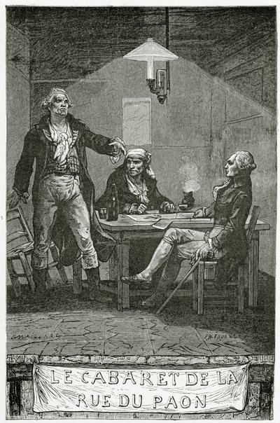 Danton, marat, robespierre, -, ilustração, de, quatro, vinte treze, 19º século, (bw, engraving) de French School