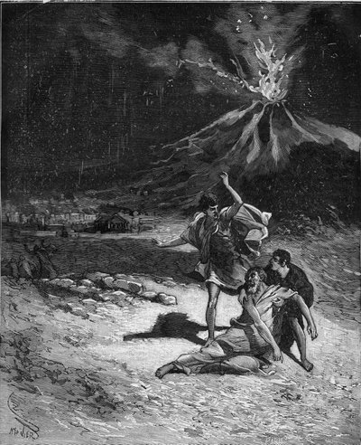 Morte de Gaio Plínio Secundo, o Ancião. Plínio o Ancião (23-79), naturalista e escritor latino (Durante a erupção do Vesúvio; em 79 odiou correr para lá para observar este fenômeno; mas, tendo-se aproximado demais do vulcão, foi asfixiado b de French School