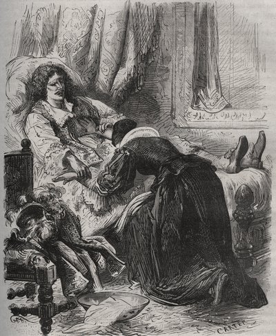 Morte de Jean Baptiste (Jean-Baptiste) Poquelin, dit Moliere (1622-1673), 17 de fevereiro de French School