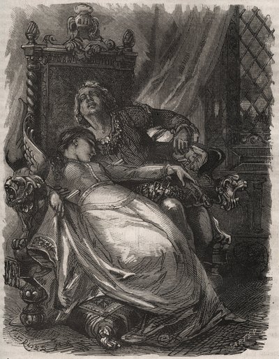 Morte de Paolo e Francesca: a esposa de Francesca Da Rimini (Françoise de Rimini de French School