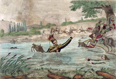 Morte do príncipe Joseph Poniatowski (1763-1813) no rio Elstera, 1813 de French School