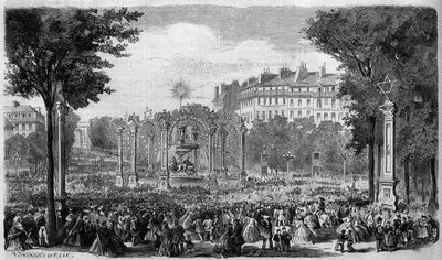 Decoração do Rond Point des Champs Elysees em Paris para a festa de 15 de agosto de French School