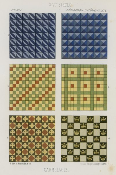 Azulejos decorativos do século XIV de French School