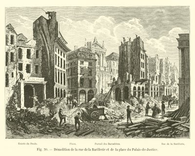 Demolição da Rue de la Barillerie e da Place du Palais-de-Justice de French School