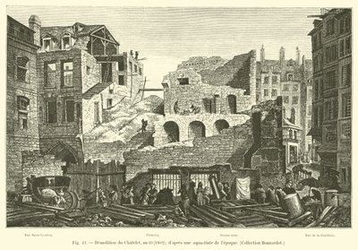 Demolição de Chatelet, ano 10, 1802; dapres um aqua-matiz da época, Coleção Bonnardot de French School