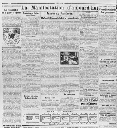 Demonstração do dia, Jaures no Panteão, de LHumanite, 23 de novembro de 1924 (impresso) de French School