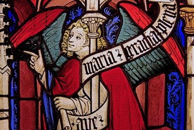 Retratando o anjo Gabriel na Anunciação, originalmente do Alto Reno de French School