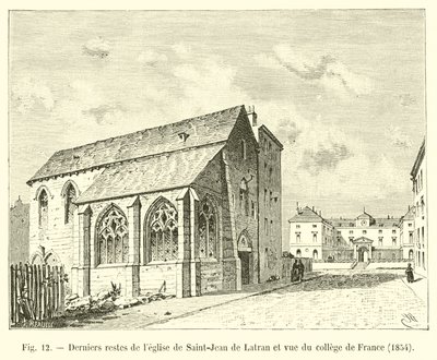 Últimos restos da Igreja de São João de Latrão e vista do Colégio da França, 1854 de French School