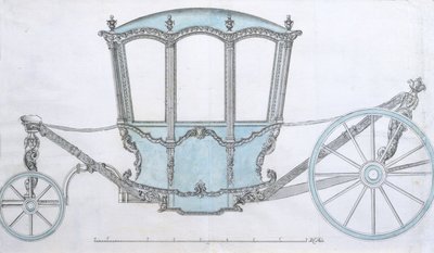 Design para um treinador, c.1760 (caneta e tinta com lavagem azul) de French School