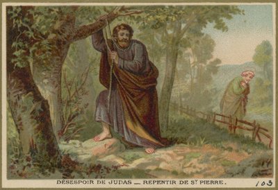 Desespero de Judas - Arrependimento de São Pedro de French School