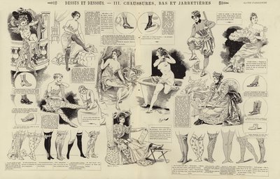 Topo e fundo, Sapatos, meias e ligas (gravura) de French School