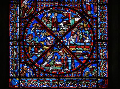 Detalhe de uma janela representando cenas da vida de Santo Estêvão de French School