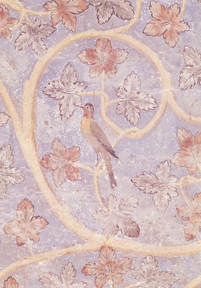 Detalhe de um pássaro, da decoração da parede do quarto dos Papas, c.1334-62 (ver também 154784) de French School