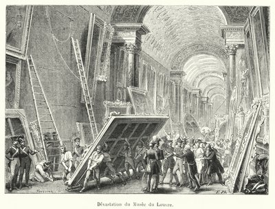 Devastação do Museu do Louvre (gravura) de French School