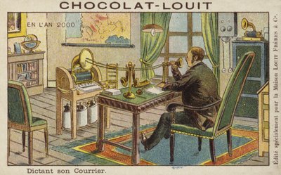 Ditando uma carta em uma máquina telegráfica de French School