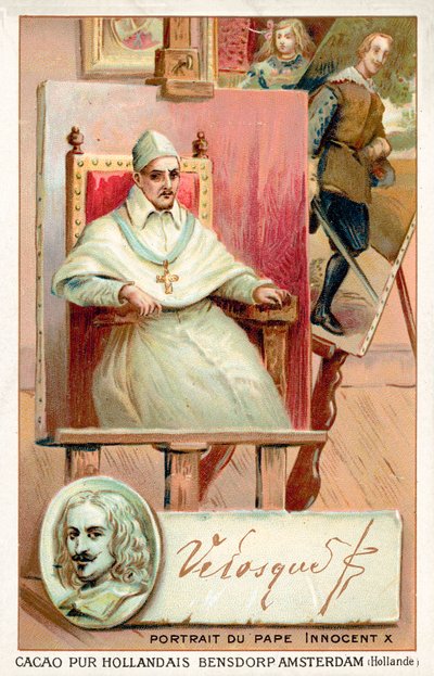 Diego Velasquez, pintor espanhol, e retrato do Papa Inocêncio X (chromolitho) de French School