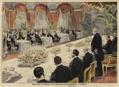 Jantar para os líderes do comércio e da indústria francesa na Bolsa de Paris, 1897 de French School